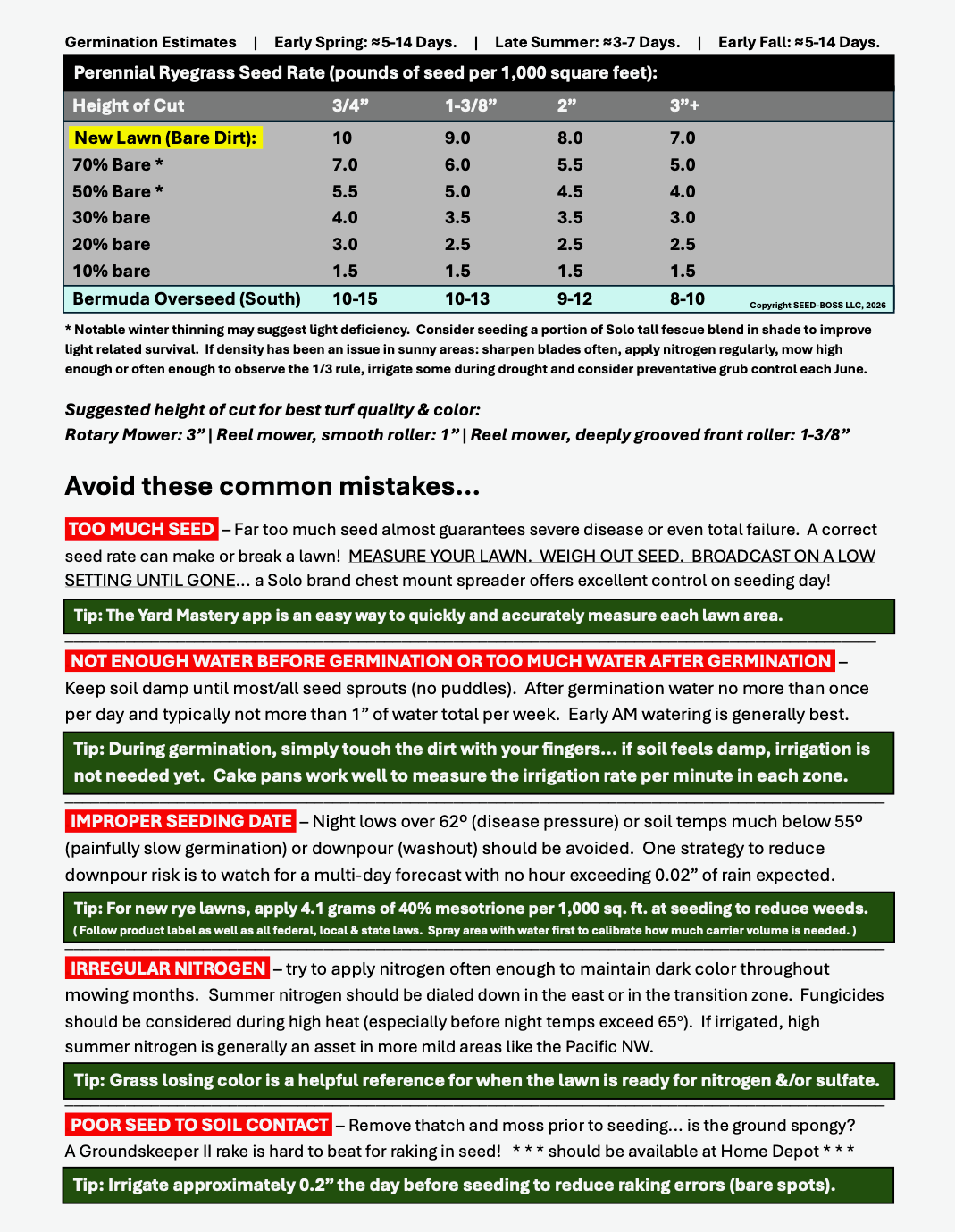 Our cultivars are selected for top scoring turf quality and color in at least one climate.  Most also top the charts for several secondary metrics like disease performance, traffic & wear, 5-year poa annua invasion, low input performance & self repair.